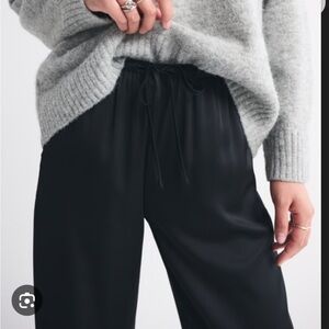 Abercrombie & Fitch Black Satin Pull On Tie Pants